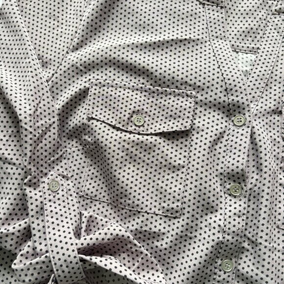 Notations Womens Size Medium Blouse 3/4 Sleeve Pink Polka Dots Button Up V Neck - Picture 4 of 10